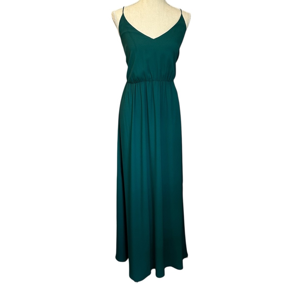 Loft Maxi Dress Strapy Back Side Slit Emerald Green Women’s Size 8